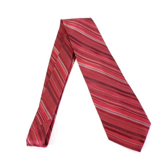 George‎ Red Striped Woven Silk Tie - Picture 6 of 6